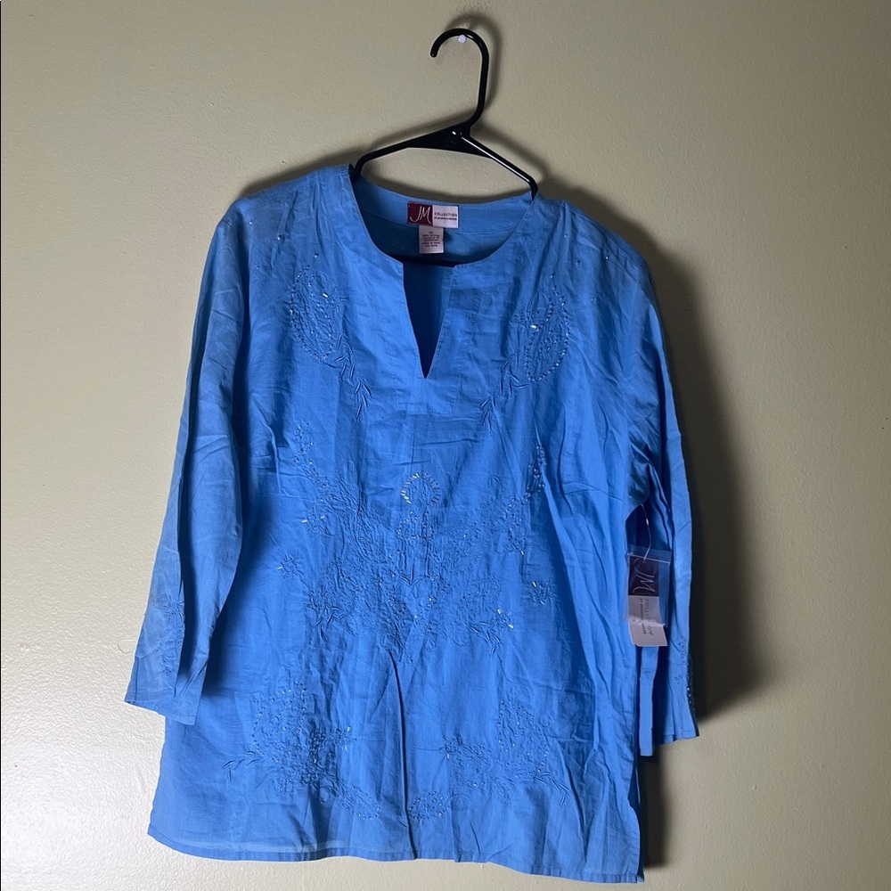 JM Collection Blue Long Sleeve Shirt